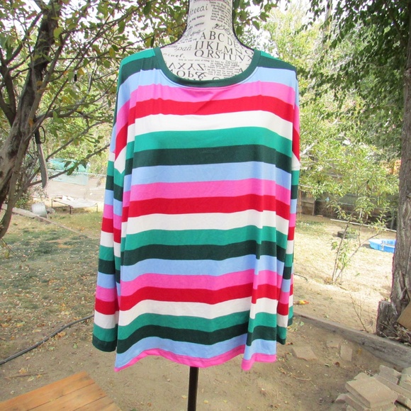 Joyspun Women's Striped Long Sleeve Tee - Multicolor - Picture 1 of 4